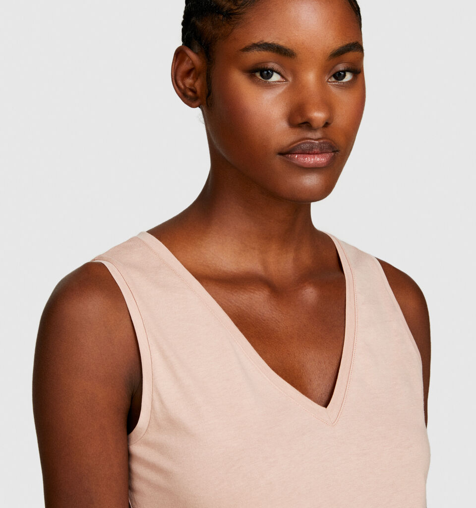 Tank top in 100% cotton - women's tops - Nude | Sisley image number 5